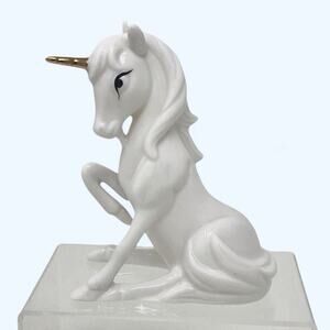 Enesco White & Gold Unicorn Figurine Vintage Porcelain Gloss Ceramic